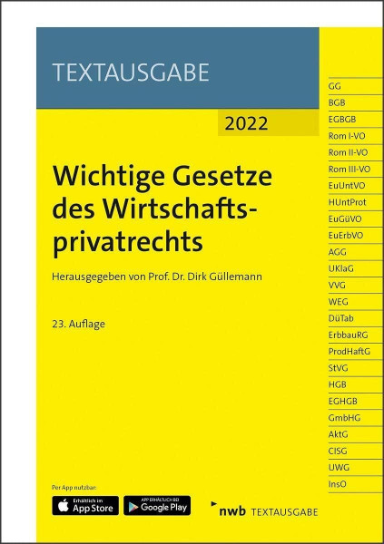 Wichtige Gesetze des Wirtschaftsprivatrechts (Textausgabe)