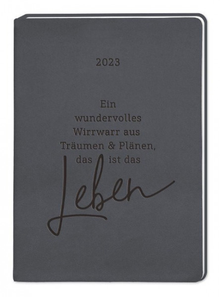 Terminplaner Lederlook A5 "Schwarz" 2023