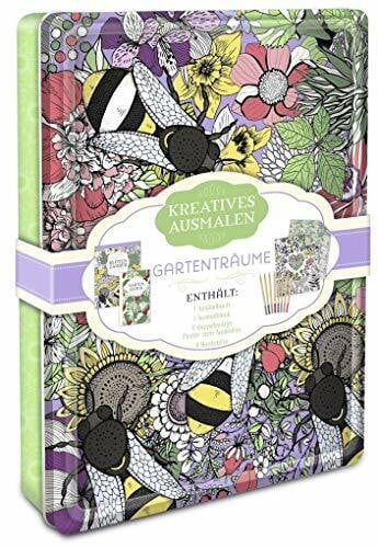 Kreatives ausmalen - Gartenträume: Box mit Malblock, Malbuch, Malposter & 8 Buntstiften: Enthält 1 Ausmalbuch, 1 Ausmalblock, 2 doppelseitige Poster zum Ausmalen, 8 Buntstifte