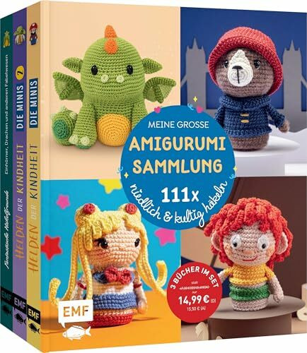 Meine große Amigurumi-Sammlung – 111x niedlich & kultig häkeln: Süße Figuren zum Liebhaben, Sammeln und Verschenken | 3 Bücher im Set – Mit allen Grundlagen Schritt für Schritt