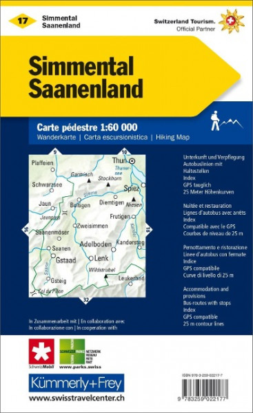 KuF Schweiz Wanderkarte 17 Simmental - Saanenland 1:60 000