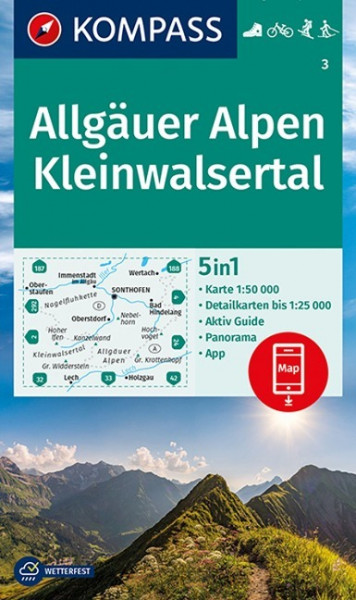 KOMPASS Wanderkarte 3 Allgäuer Alpen, Kleinwalsertal 1:50.000