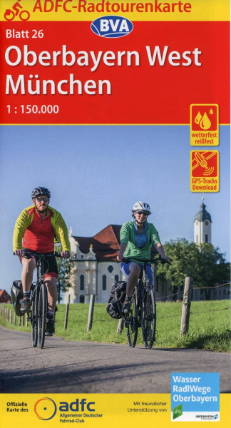 ADFC-Radtourenkarte 26 Oberbayern West / München 1:150.000