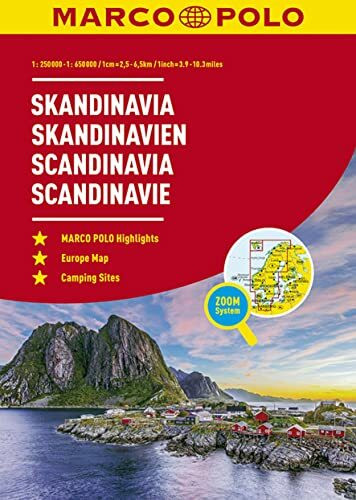 MARCO POLO Reiseatlas Skandinavien 1:250.000 / 1:650.000: Dänemark, Norwegen, Schweden, Finnland mit Europa 1:4,5 Mio.