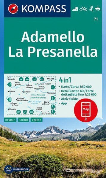 KOMPASS Wanderkarte Adamello, La Presanella 1:50 000