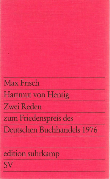 Zwei Reden zum Friedenspreis des Deutschen Buchhandels 1976