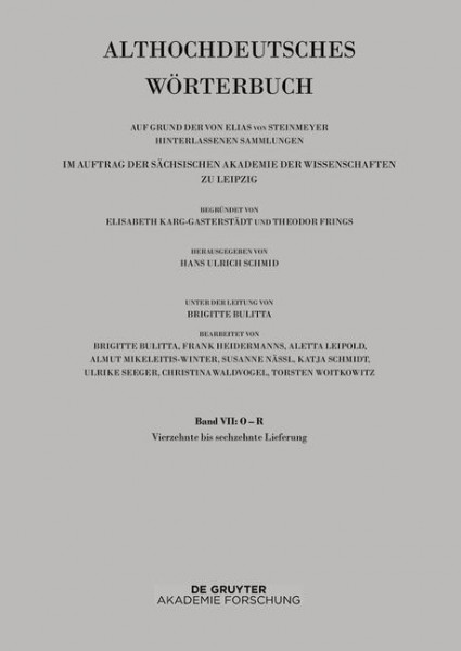 Band VII: O -R. 14. bis 16. Lieferung (ringan bis rydc)