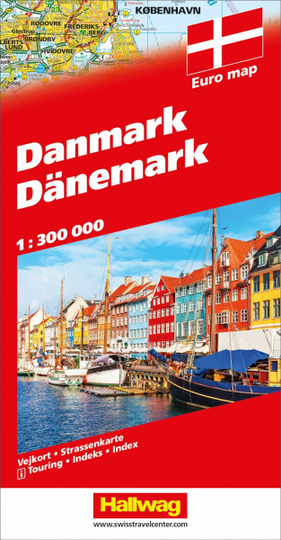 Hallwag Straßenkarten, Dänemark (Maßstab 1:300.000)