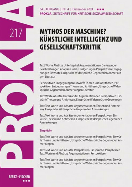 Mythos der Maschine? Künstliche Intelligenz und Gesellschaftskritik: PROKLA 217 / 54. Jg., Heft 4, Dezember 2024 (PROKLA. Zeitschrift für kritische Sozialwissenschaft)