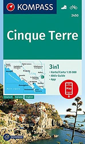 KOMPASS Wanderkarte 2450 Cinque Terre 1:35.000: 3in1 Wanderkarte mit Aktiv Guide inklusive Karte zur offline Verwendung in der KOMPASS-App. Fahrradfahren.