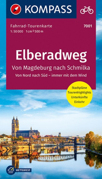 KOMPASS Fahrrad-Tourenkarte Elberadweg 1, Von Schmilka nach Magdeburg, 1:50000