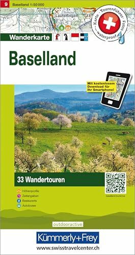 Kümmerly+Frey Wandertourenkarte 9 Baselland 1:50.000: Mit 33 Tourenvorschlägen, Wetterfest inkl. Höhenprofil & Zeitangabe pro Tour