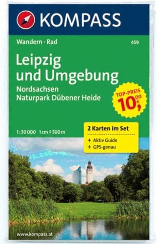 Leipzig und Umgebung - Nordsachsen - Naturpark Dübener Heide: Wanderkarten-Set mit Aktiv Guide in der Schutzhülle. GPS-genau. 1:50000 (KOMPASS Wanderkarte, Band 459)