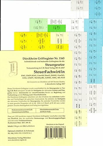 SteuerFachwirt/in SteuerGesetze-Griffregister Nr. 1163 (2017): 192 selbstklebende und farbig bedruck