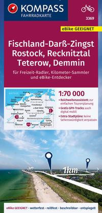 KOMPASS Fahrradkarte 3369 Fischland-Darß-Zingst, Rostock, Recknitz-Trebeltal, Mecklenburgische Schweiz 1:70.000