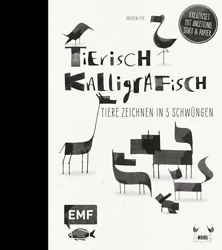 Tierisch kalligrafisch: Tiere zeichnen in 5 Schwüngen - Kreativset mit Anleitungen, Stift und Papier
