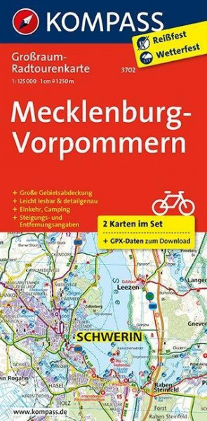 KOMPASS Großraum-Radtourenkarte Mecklenburg-Vorpommern 1 : 125 000