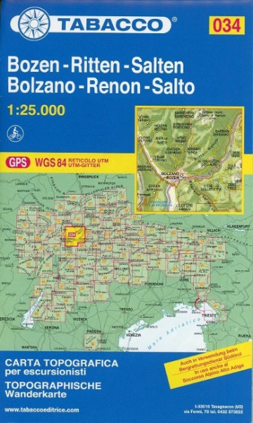 Tabacco Wandern Bozen-Ritten-Salten-Bolzano-Renon-Salto 1 : 25 000
