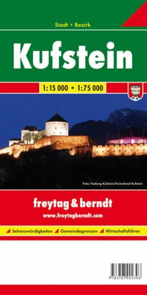 Freytag Berndt Stadtpläne, Stadt + Bezirk, Kufstein - Maßstab 1:15.000 - 1:75.000