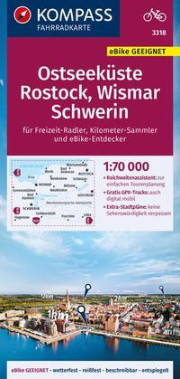 KOMPASS Fahrradkarte 3318 Ostseeküste, Rostock, Wismar, Schwerin 1:70.000