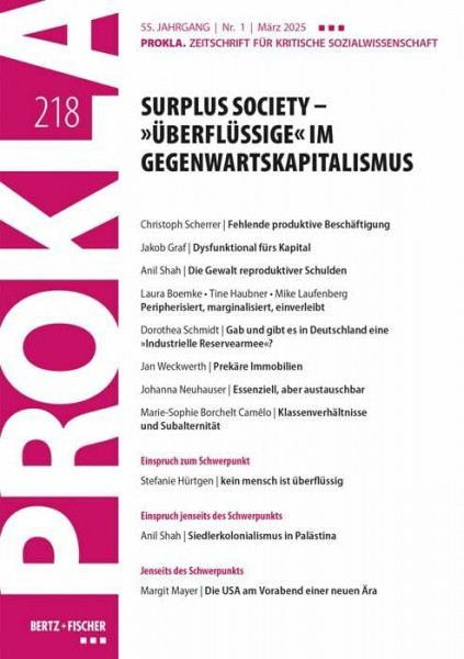 Surplus Society – »Überflüssige« im Gegenwartskapitalismus: PROKLA 218 / 55. Jg., Heft 1, März 2025 (PROKLA. Zeitschrift für kritische Sozialwissenschaft)