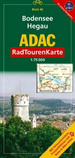 ADAC RadTourenKarte 46 Bodensee, Hegau: Mit Ortsverzeichnis, Freizeitführer mit Top-Tipps, Bahn & Bike-Infos. GPS-geeignet