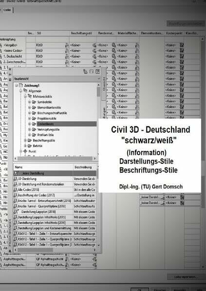 Cvil 3D Deutschland / Civil 3D-Deutschland, 2. Buch, "schwarz/weiß" (Information), Darstellungs-Stile, Beschriftungs-Stile: 2. Buch, Autodesk Civil 3D ... Hintergrund, Hinweise für die Anwendung