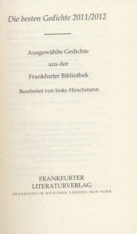 Frankfurter Bibliothek / Die Lyrik des 21. Jahrhunderts. Dritte Abteilung / Die besten Gedichte 2011