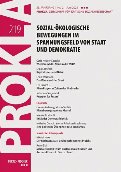 Sozial-ökologische Bewegungen im Spannungsfeld von Staat und Demokratie: PROKLA 219 / 55. Jg., Heft 2, Juni 2025 (PROKLA. Zeitschrift für kritische Sozialwissenschaft)