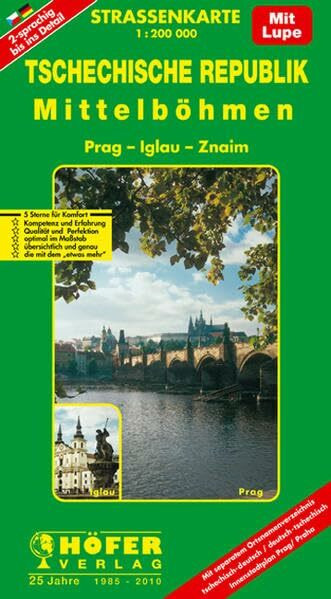 Höfer Straßenkarten, Tschechische Republik, Mittelböhmen, Prag / Iglau: Prag, Iglau, Znaim. Dtsch.-Tschech. Separates Ortsnamenverzeichnis m. Innenstadtplan Prag (Tschechien)