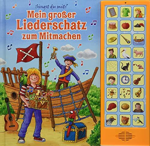 Mein großer Liederschatz zum Mitmachen - Hardcover-Buch - 27 Kinderlieder zum Mitsingen: 27-Button-Liederbuch