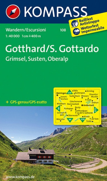 Gotthard / S. Gottardo - Grimsel - Susten - Oberalp 1 : 40 000