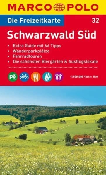 MARCO POLO Freizeitkarte Schwarzwald Süd 1:100.000: Wanderparkplätze, Fahrradtouren, Die schönsten Biergärten & Ausflugslokale