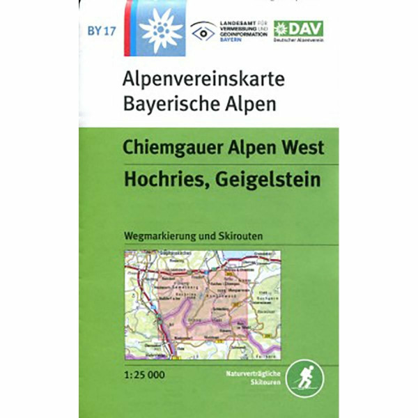Chiemgauer Alpen, West, Hochries, Geigelstein: Topographische Karte 1:25.000 mit Wegmarkierungen und Skirouten: Wegmarkierung und Skirouten. Naturverträgliche Skitouren (Alpenvereinskarten)