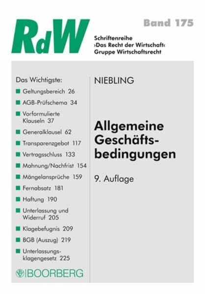 Allgemeine Geschäftsbedingungen: Einführung in Rechtsfragen und Gestaltung (Schriftenreihe RdW)