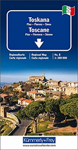 Toskana Regionalkarte Italien Nr. 8: 1:200 000,Pisa-Florenz-Siena (Kümmerly+Frey Regional-Strassenkarte, Band 8)