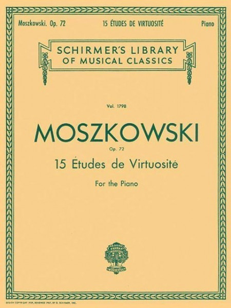 15 Etudes de Virtuosite, Op. 72: Schirmer Library of Classics Volume 1798 Piano Solo