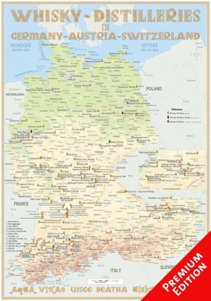 Whisky Distilleries Germany, Austria and Switzerland - Poster 70x100cm