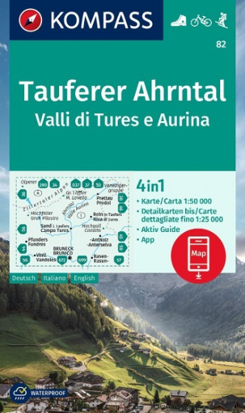 KOMPASS Wanderkarte 82 Tauferer Ahrntal, Valle di Tures e Aurina 1:50.000