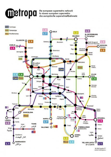 Metropa - Das europäische Superschnellbahnnetz, Poster, Großformat