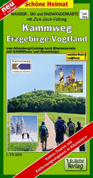 Wander-, Ski- und Radwanderkarte Kammweg Erzgebirge-Vogtland 1:35 000