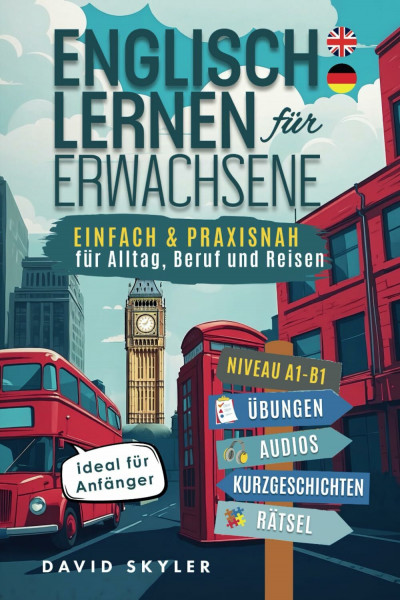 Englisch lernen für Erwachsene: einfach und praxisnah für Alltag, Beruf und Reisen – ideal für Anfänger (inkl. Übungen, Audios, Kurzgeschichten & Rätsel)