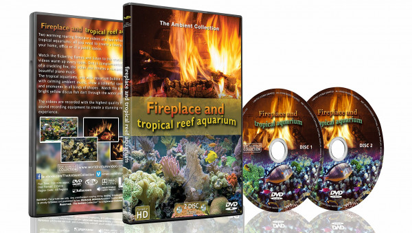 Feuer und Fische - 2 DVD Set - Kaminfeuer und tropisches Riff-Aquarium 2016 mit Aquarium-Geräuschen oder Musik