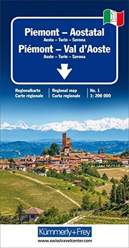 Piemont - Aostatal Regionalkarte Italien Nr. 1 1:200000: Aosta-Turin-Savona (Kümmerly+Frey Regional-Strassenkarte, Band 1)