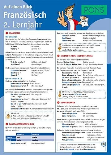 PONS Französisch 2. Lernjahr auf einen Blick: Die kompakte Übersicht für das ganze Schuljahr (PONS auf einen Blick)