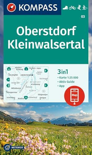 KOMPASS Wanderkarte 03 Oberstdorf, Kleinwalsertal 1:25.000: 3in1 Wanderkarte mit Aktiv Guide inklusive Karte zur offline Verwendung in der KOMPASS-App. Fahrradfahren. Skitouren. Langlaufen.