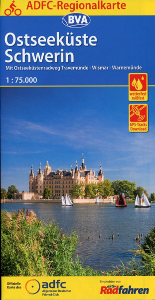 ADFC-Regionalkarte Schwerin Ostseeküste, 1:75.000