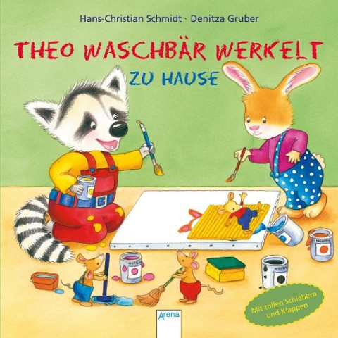 Theo Waschbär werkelt. Zu Hause