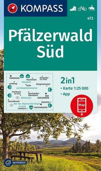 KOMPASS Wanderkarte Pfälzerwald Süd 1:25 000