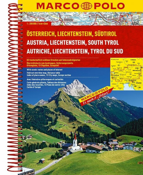 MARCO POLO Reiseatlas Österreich/Liechtenstein/Südtirol/Europa 1:200.000/1:4,5 Mio.: Mit landschaftlich schönen Strecken und Sehenswürdigkeiten. ... Europateil (MARCO POLO Reiseatlanten)